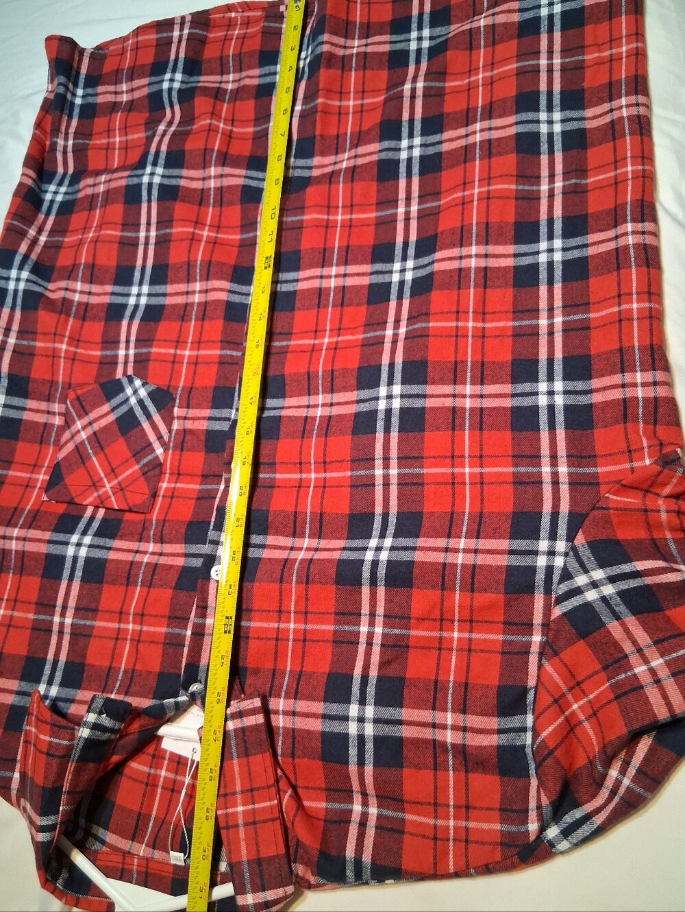 2XL Men's Flannel Button Down Shirt Red Blue Plaid Long Sleeve Pocket Sangtree - Picture 7 of 10